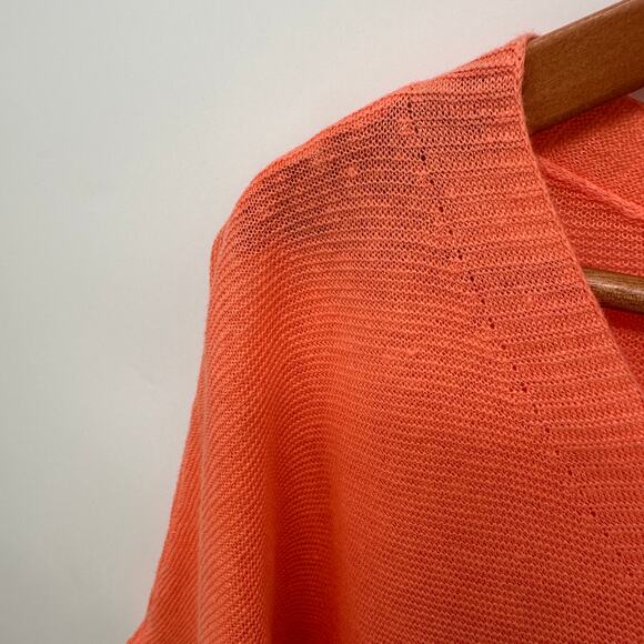 EILEEN FISHER Coral Orange V Neck 100% Organic Linen Top // XS - Picture 4 of 7